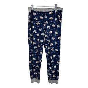 Cuddl Duds Mens Hedgehog Soak Your Worries Away Pajama Jogger Pants Navy Blue M
